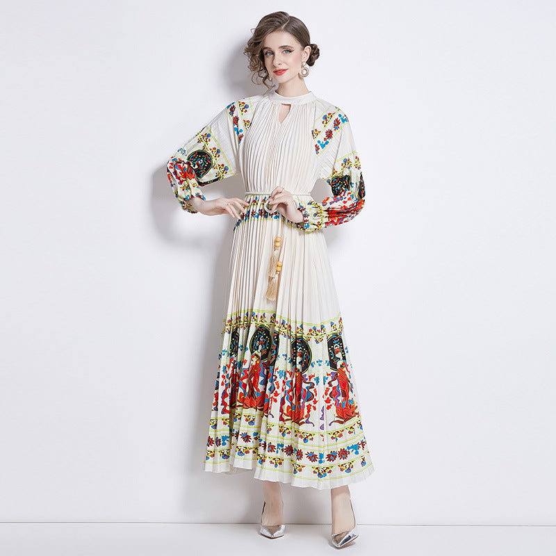 Pleated Tassel Belt Dress - Ztroc