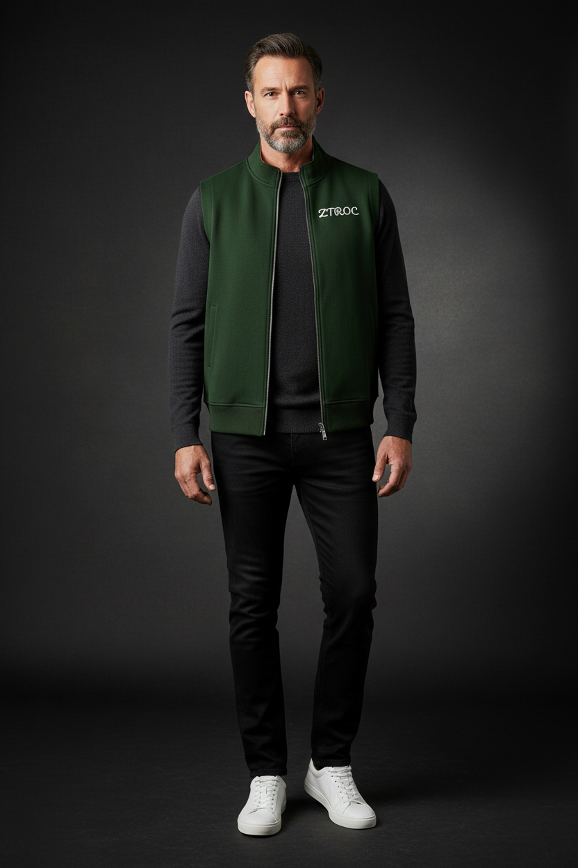 Ztroc Icon Dark Green Zip Vest
