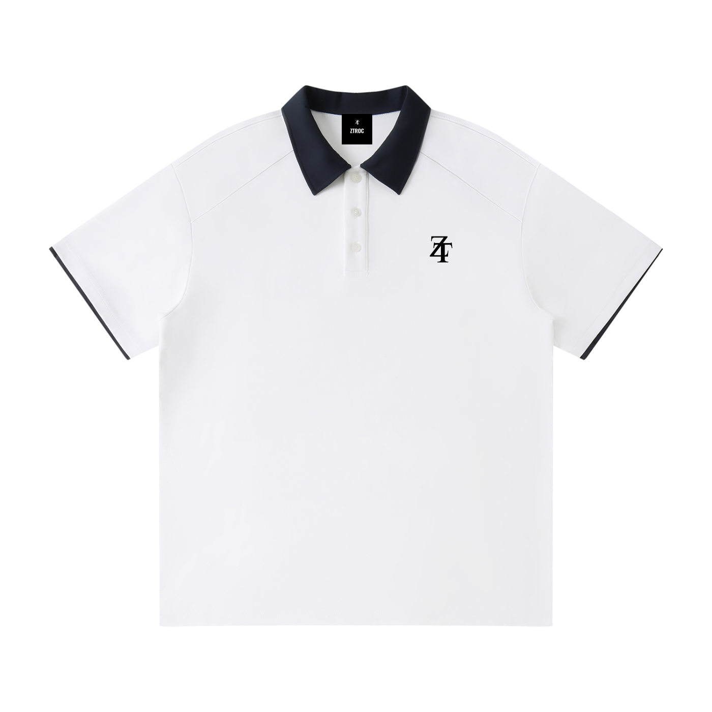 Ztroc Collar Raglan Polo Shirt White | Premium Cotton Blend - Ztroc