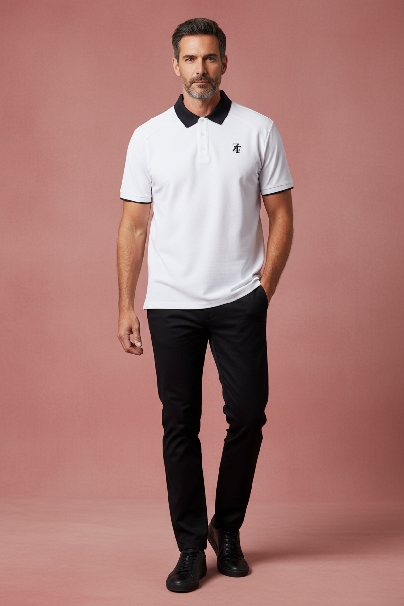Ztroc Collar Raglan Polo Shirt White | Premium Cotton Blend - Ztroc