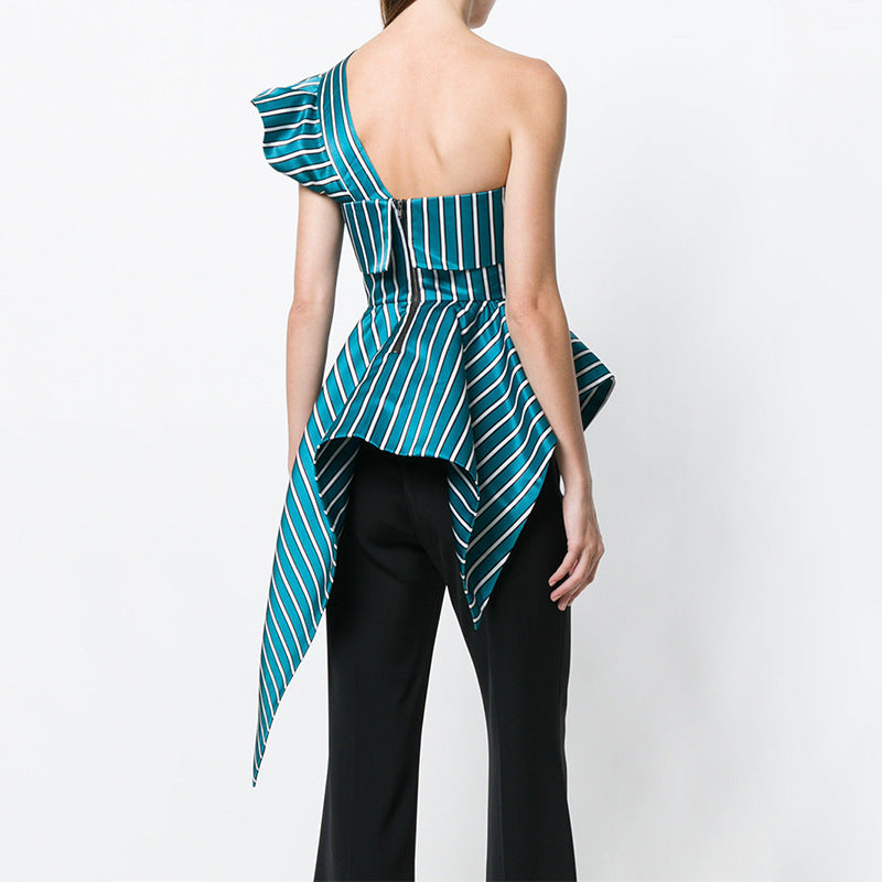 One-sided off-shoulder satin shirt - Ztroc