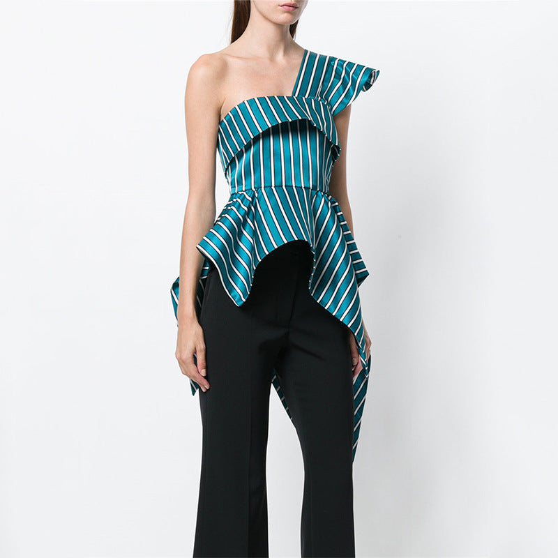 One-sided off-shoulder satin shirt - Ztroc