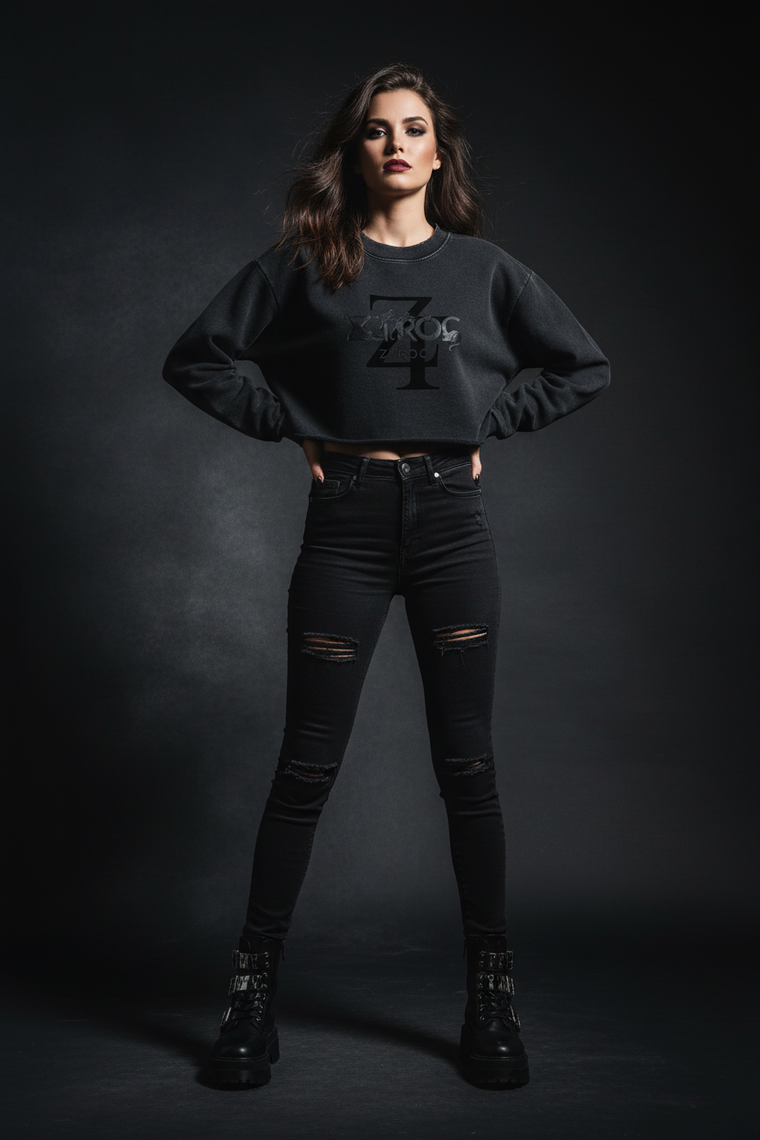 Ztroc Black Logo Cropped Sweatshirt