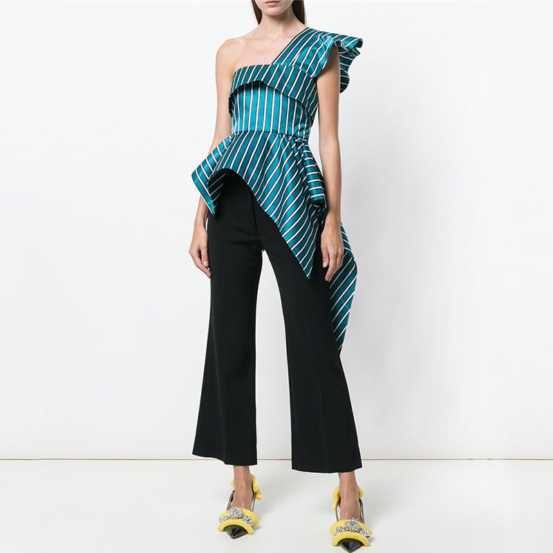 One-sided off-shoulder satin shirt - Ztroc