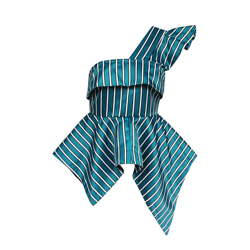 One-sided off-shoulder satin shirt - Ztroc