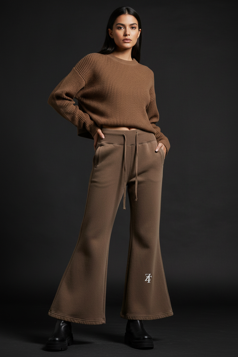 Ztroc Coffee Flared Fleece Pants
