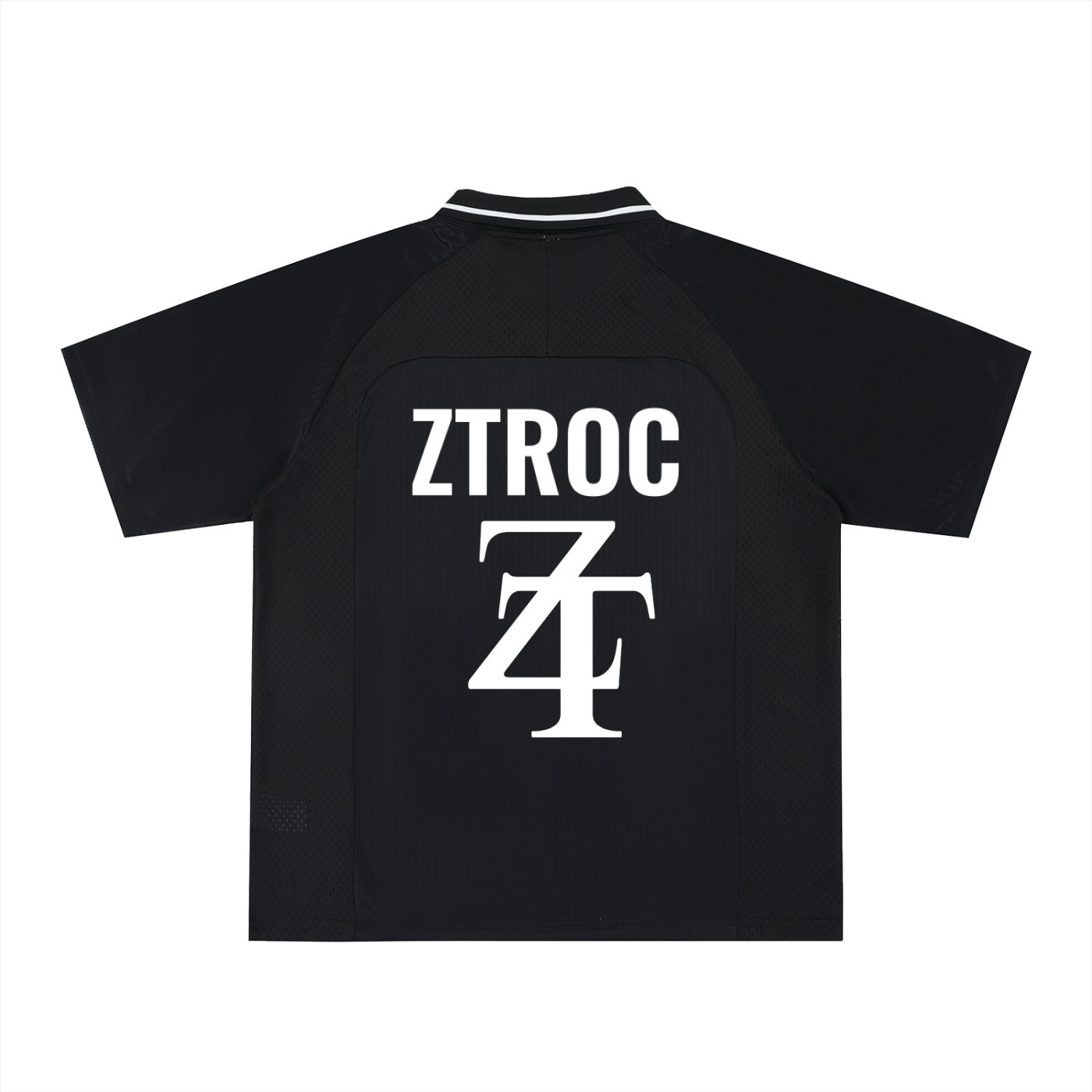 Black shirt with white whith logo on a white background