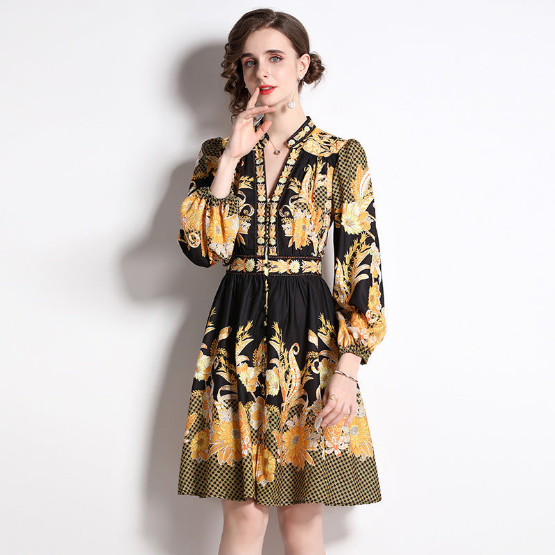 V-neck Flower Dress - Ztroc
