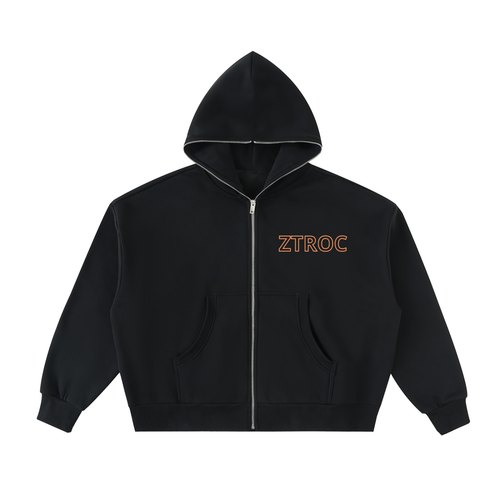 Fleeced Full-Zip Boxy Hoodie - Ztroc