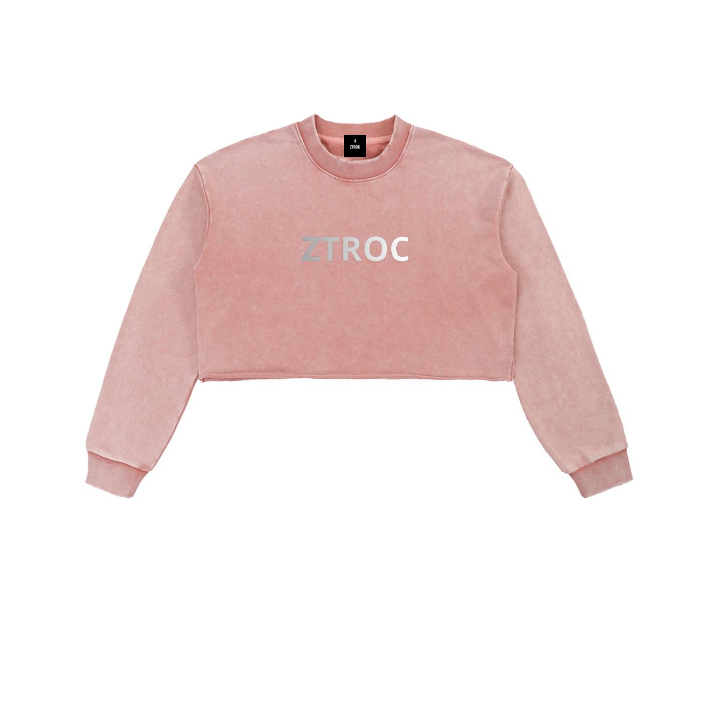 Ztroc Snow Washed Raw Edge Cropped Sweatshirt - Ztroc