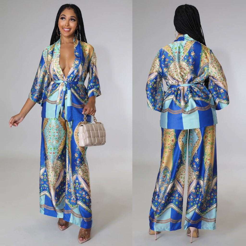 Casual Set Satin Kimono - Ztroc