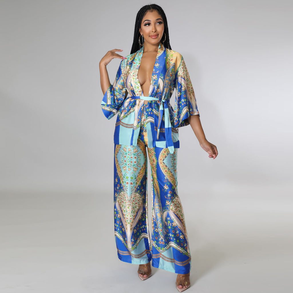 Casual Set Satin Kimono - Ztroc