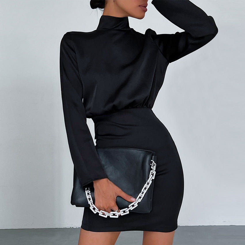 French Satin Waist Dress