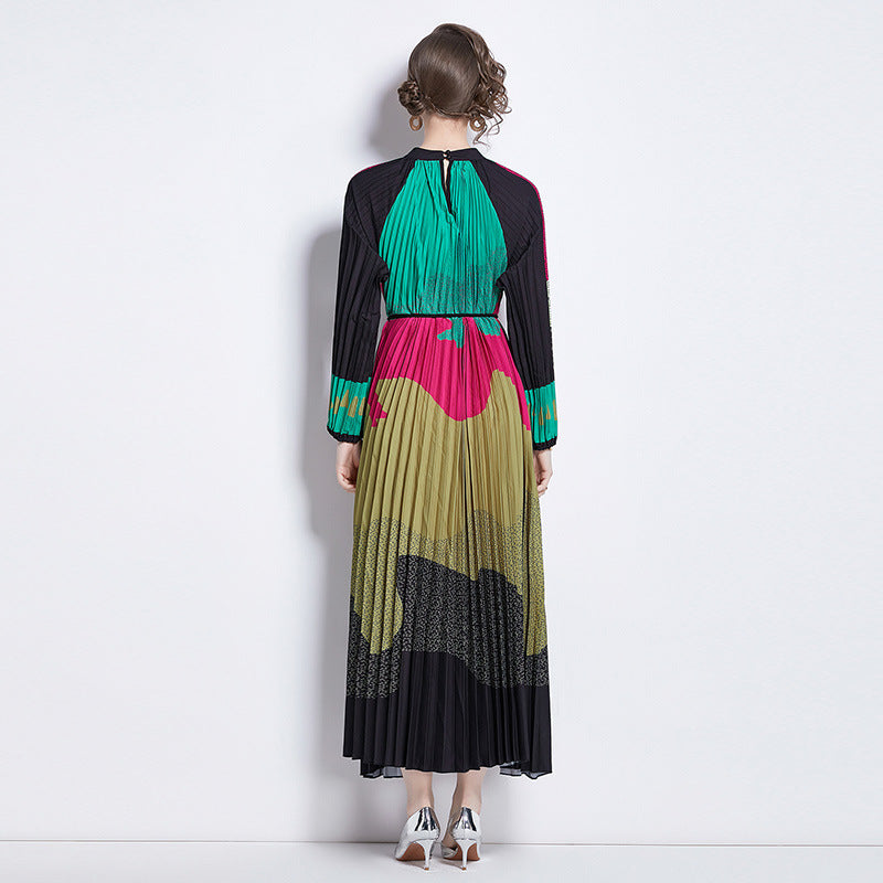 Pleated Tassel Belt Dress Women - Ztroc