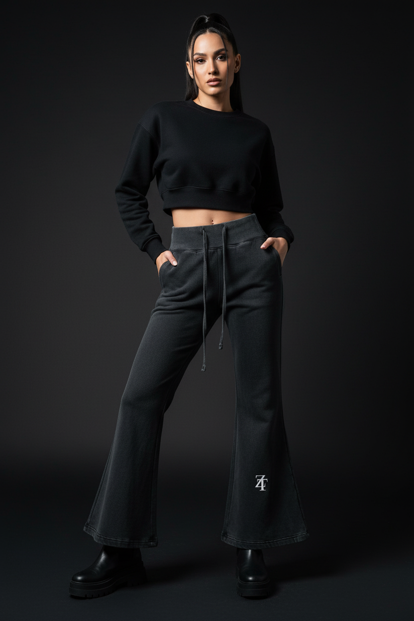 Ztroc Washed Black Flared Pants