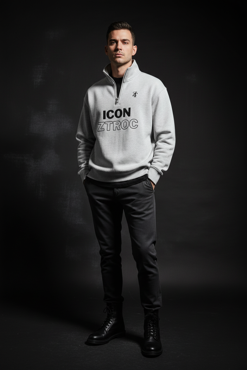 Ztroc Icon Half-Zip Sweatshirt - Cotton Fleece Oversized
