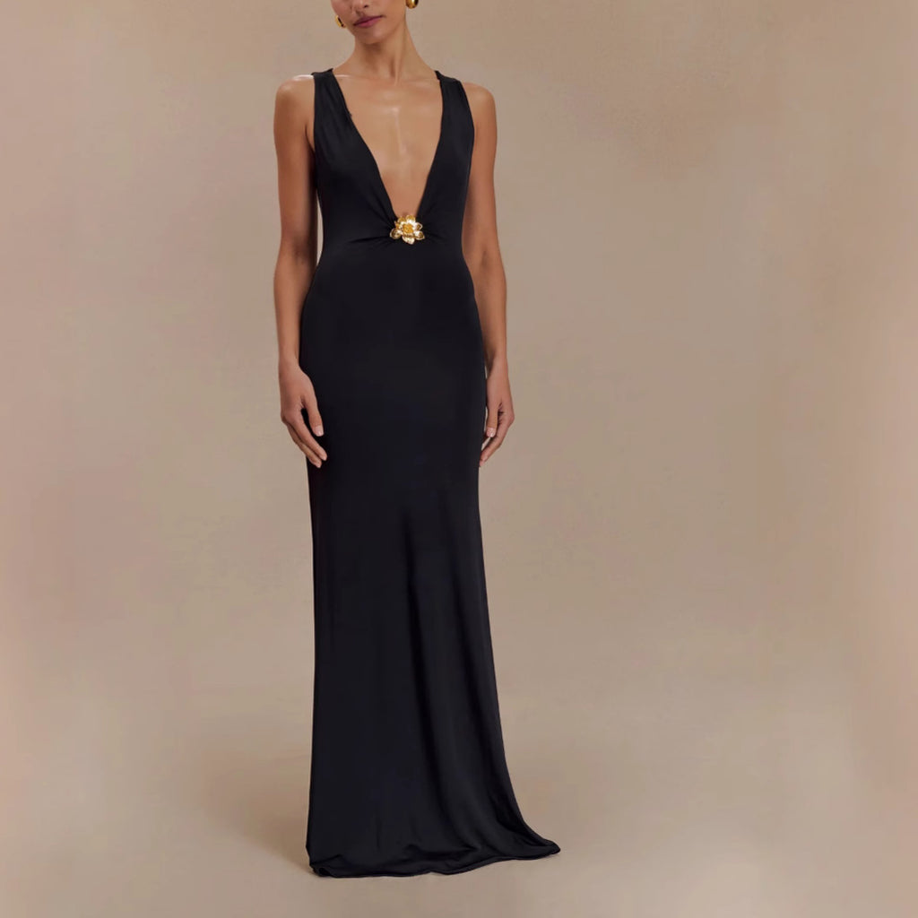Gold Flower Dress - Ztroc