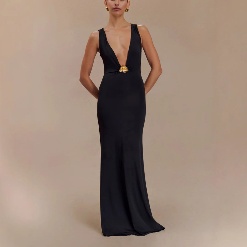 Gold Flower Dress - Ztroc