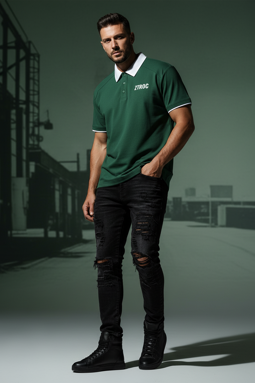Ztroc Green Collar Shirt