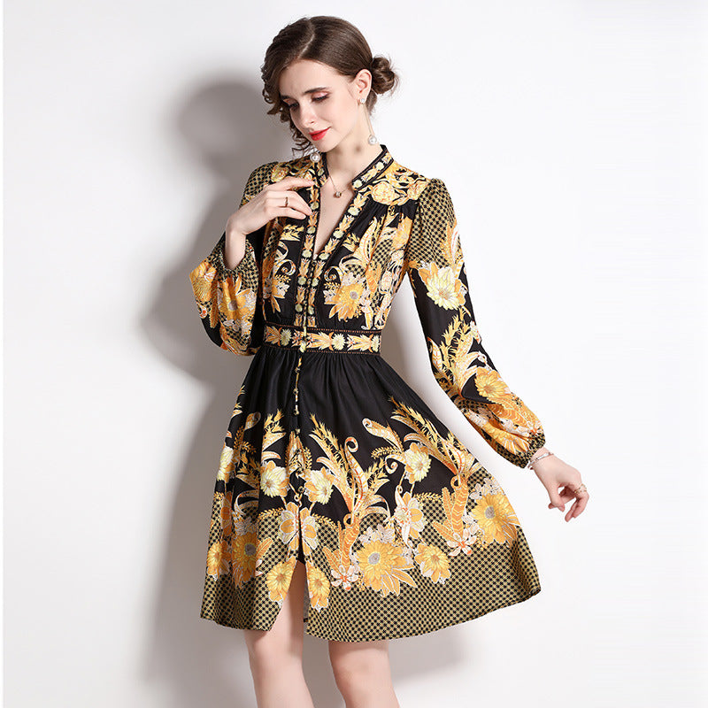 V-neck Flower Dress - Ztroc