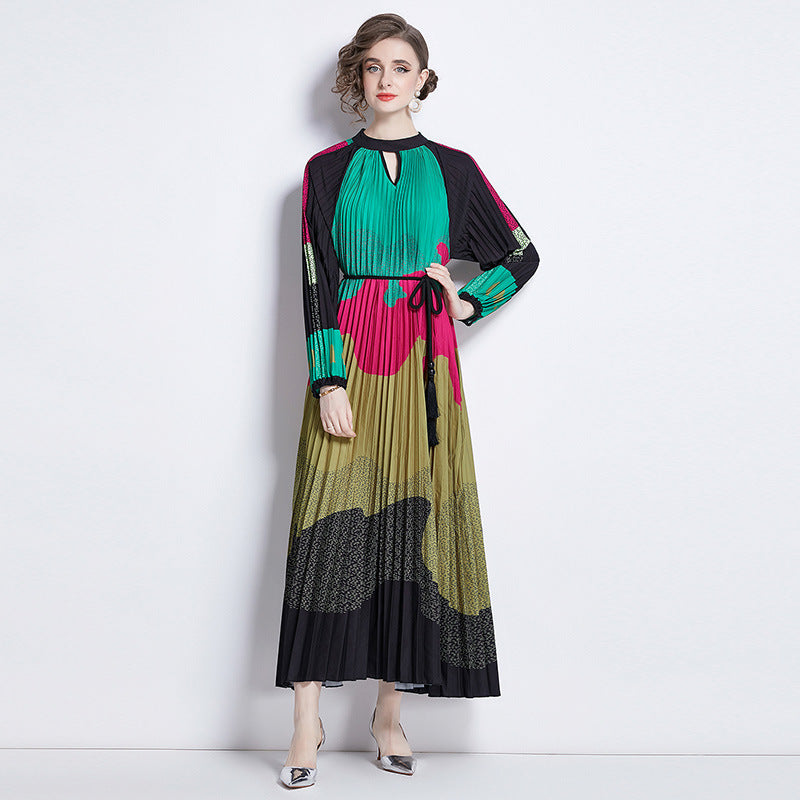Pleated Tassel Belt Dress Women - Ztroc