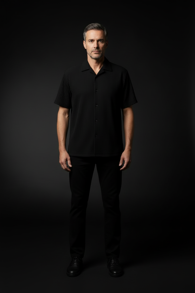 Ztroc Black Tencel Jacquard Shirt