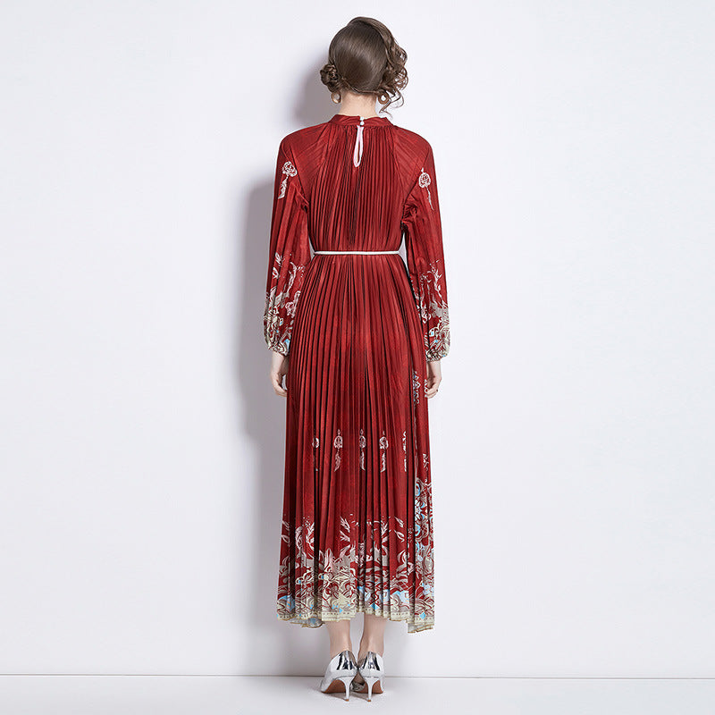 Pleated Tassel Belt Dress - Ztroc