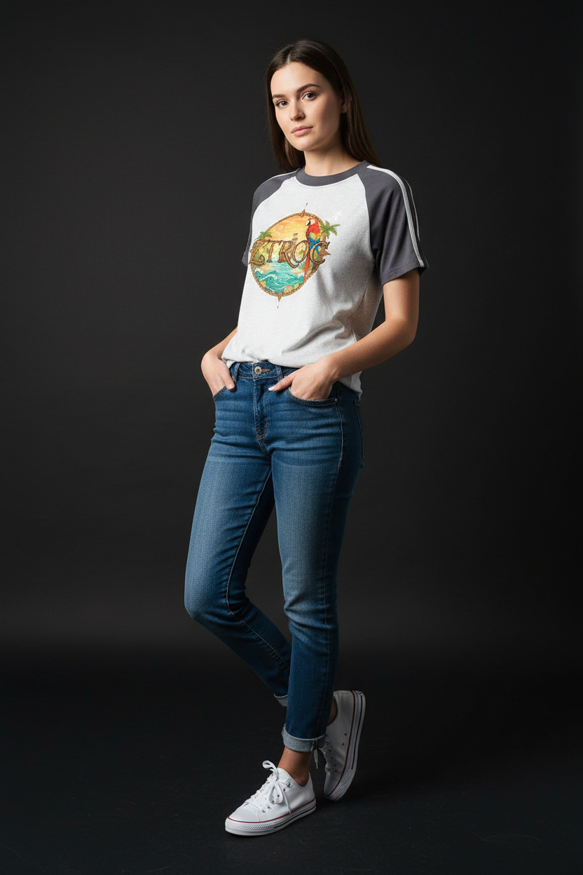 Ztroc Bodycon T-Shirt - Flower Gray Cotton Spandex